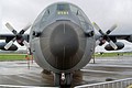 Head-on view of C-130H-30 Hercules 5151/61-PH from ET.03.061 'Poitou' of the French Air Force showing the distinctive threat warning receivers.