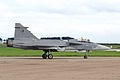 Taxiing out for his Friday practice display Captain Michal Danek and the Czech Air Force Saab JAS-39C Gripen 