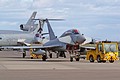 Following the RAF/AdlA exchange flight 6 Squadron Typhoon T.3 ZJ809/EY with Litening Pod and unmarked ZK380 are towed away