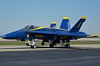 Cdr Tom Frosh leading the Blue Angels formation to the runway threshold