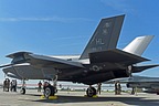 View of the F-35A and F-16CM on display. 