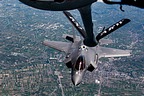 A U.S. Air Force KC-135 Stratotanker assigned to the 100th Air Refueling Wing refuels an Italian Air Force F-35 Lightening II during exercise Astral Knight 21 over Italy, May 18, 2021. <br>(U.S. Air Force photo by Staff Sgt. Izabella Workman)