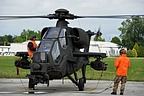 The AH-129C Mangusta warms up for its escort duty armed with the TM197B Light Turreted Gun System with 20mm M197 three-barreled Gatling gun and HeliTOW targeting system and launchers