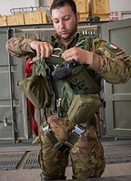 One of the doorgunners getting ready for the flight