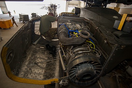 Close-up of one of the NH90's GE T700 engines