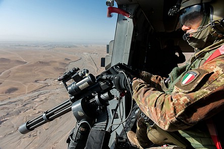 View of the M134D Minigun and the landscape of Herat