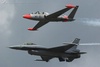 Fouga Magister and F-16 formation